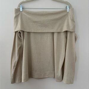 Ann Taylor Loft Off The Shoulder Sweater XL Gold Cream Shimmer